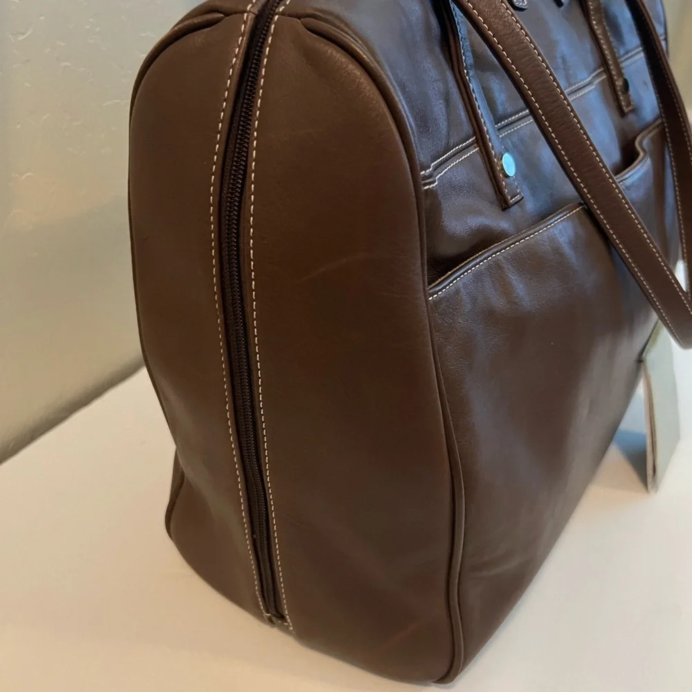 Levenger Dark Brown Leather Duffel Bag